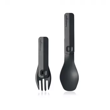 HumanGear Uno GoBites Click reisbestekset lepel en vork grijs