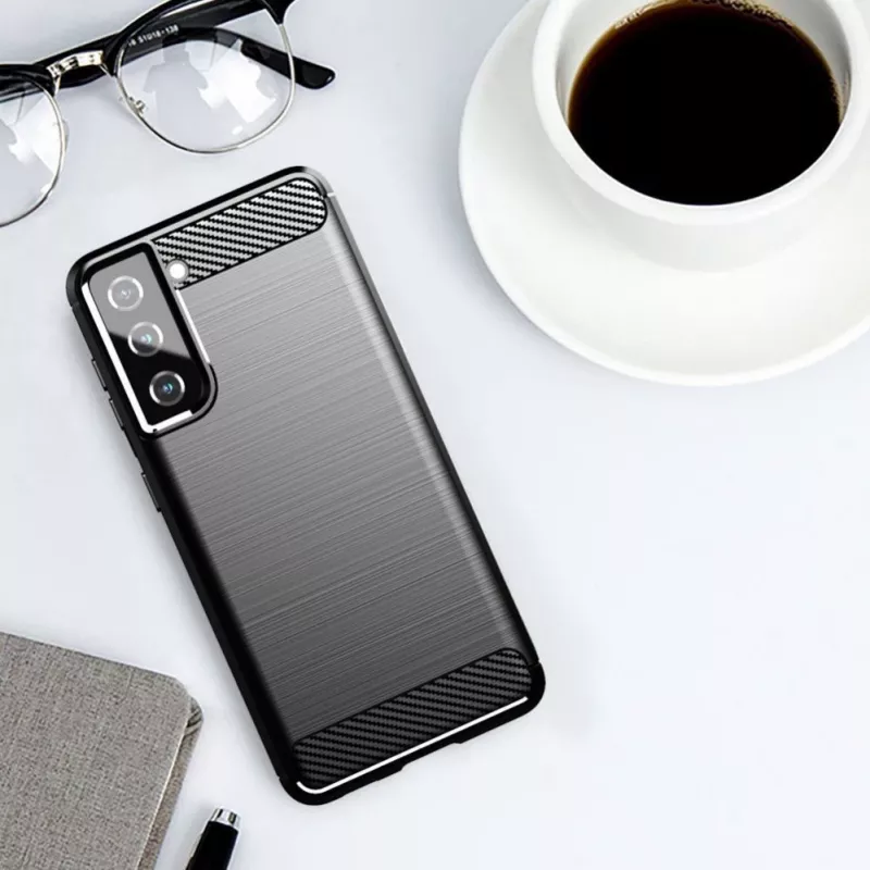 Hurtel Carbon Case flexibele hoes voor Samsung Galaxy S21 FE zwart