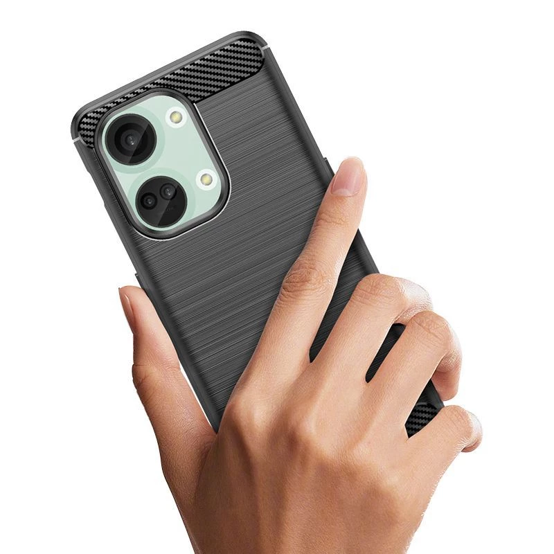 Hurtel Carbon Case Siliconenhoes voor OnePlus Ace 2V / OnePlus Nord 3 - Zwart