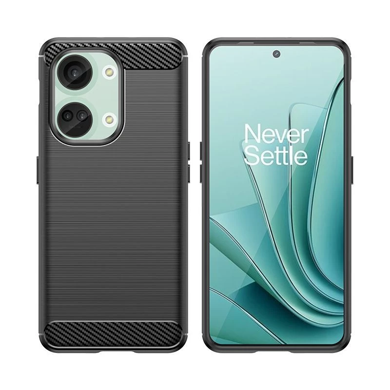 Hurtel Carbon Case Siliconenhoes voor OnePlus Ace 2V / OnePlus Nord 3 - Zwart