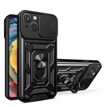 Hurtel Hybrid Armor Camshield Hoesje voor Huawei nova Y90, pantserhoes met camera-afdekking, Zwart