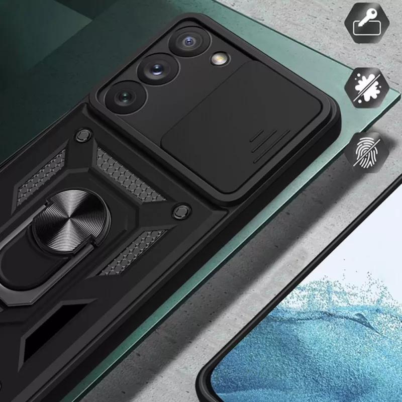 Hurtel Hybrid Armor Camshield Case voor Samsung Galaxy A14 - blauw