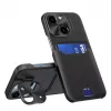 HURTEL iLike Apple iPhone 14 Leder Stand Case Cover kaartenetui met standaard zwart