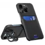 HURTEL iLike Apple iPhone 14 Leder Stand Case Cover kaartenetui met standaard zwart