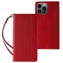 Hurtel Magnet Strap Case voor iPhone 13 Pro Max - wallet folio met afneembare lanyard en hanger - rood