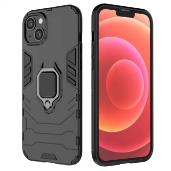 Hurtel Ring Armor Case voor iPhone 14 Plus, Gepantserd Hoesje met Magnetische Houder, Ring, Zwart