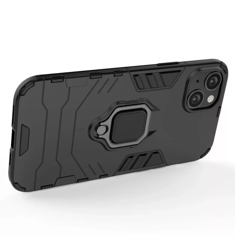 Hurtel Ring Armor Case voor iPhone 14 Plus, Gepantserd Hoesje met Magnetische Houder, Ring, Zwart