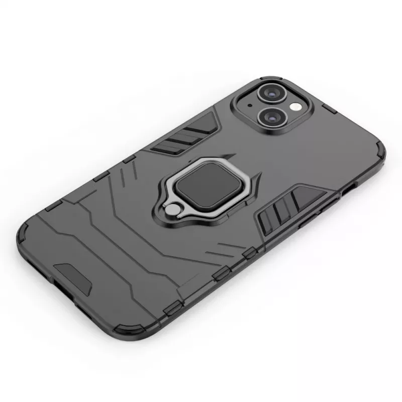 Hurtel Ring Armor Case voor iPhone 14 Plus, Gepantserd Hoesje met Magnetische Houder, Ring, Zwart