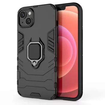 Hurtel Ring Armor Case voor iPhone 14 Plus, Gepantserd Hoesje met Magnetische Houder, Ring, Zwart