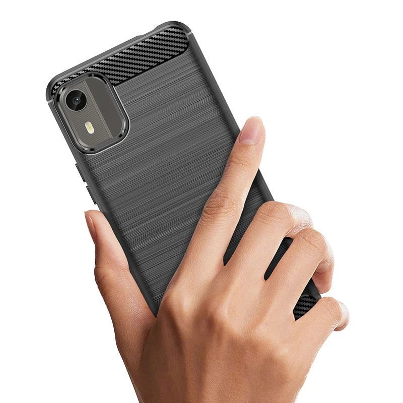Hurtel siliconen carbon case voor Nokia C12 / C12 Pro / C12 Plus - zwart