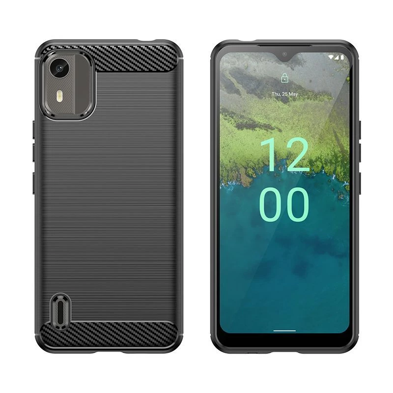 Hurtel siliconen carbon case voor Nokia C12 / C12 Pro / C12 Plus - zwart
