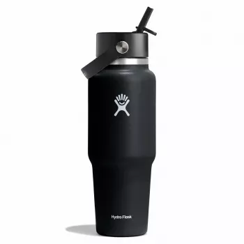 Hydro Flask Travel Bottle Wide Flex Straw Cap 32OZ 946ml zwart