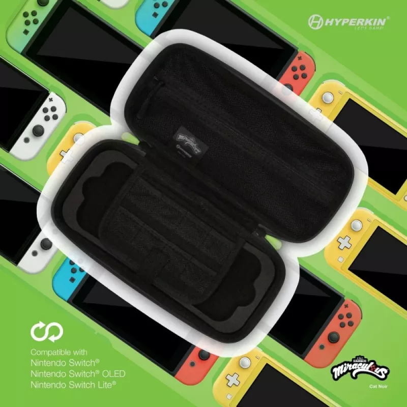 Hyperkin M07541-MTCN harde schaal, groen, veelkleurig, PEVA, voor Nintendo Switch Lite, schokbestendig, waterafstotend, draagtas