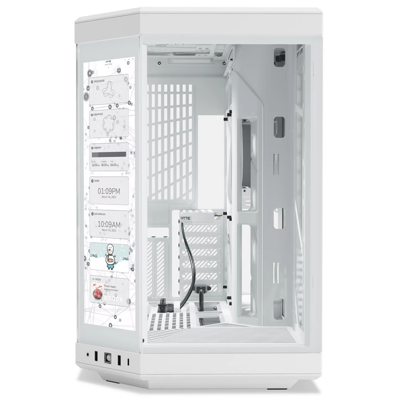 HYTE Y70 Touch Mid-Tower behuizing, wit, 14,1 inch LCD-touchscreen, gehard glas, E-ATX/ATX/mATX/Mini-ITX