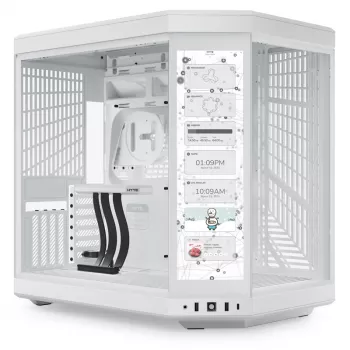 HYTE Y70 Touch Mid-Tower behuizing, wit, 14,1 inch LCD-touchscreen, gehard glas, E-ATX/ATX/mATX/Mini-ITX