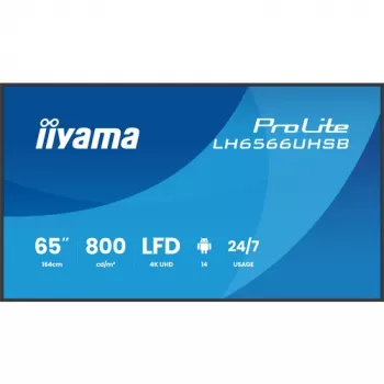 IIYAMA LH6566UHSB-B1AG 65 inch 4K UHD digital signage display met Android 11, 500 cd/m², 2x HDMI, USB-C, DP, WiFi, 18/7 gebruik
