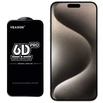 iLike 6D Full Face Glue 9H Tempered Glass Screen Protector voor Apple iPhone 15 Plus met zwarte rand
