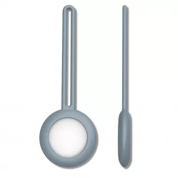 iLike AirTag silicone sleutelhanger lus hoes grijsblauw