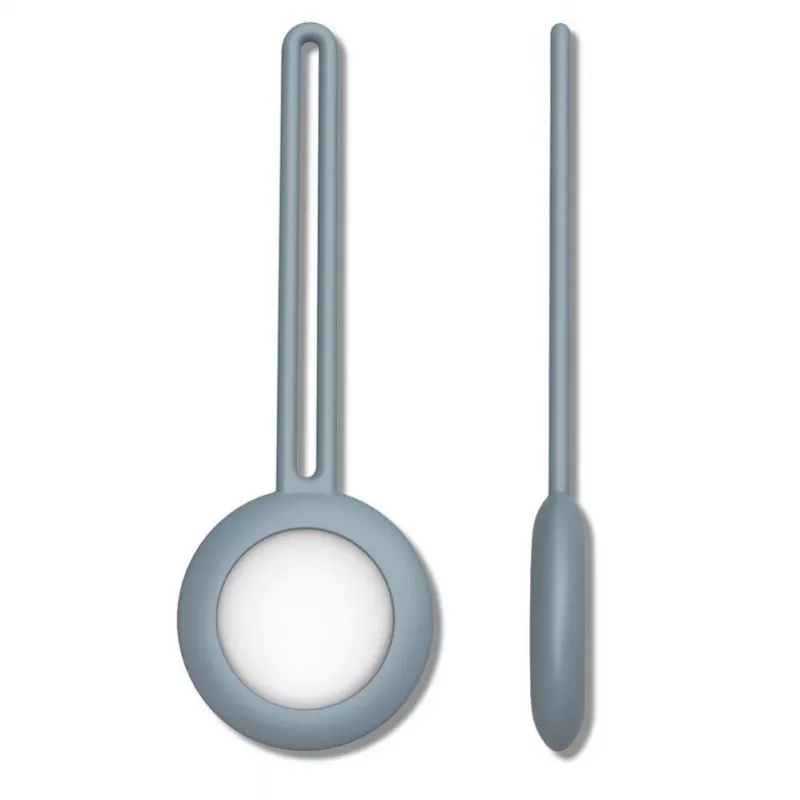 iLike AirTag silicone sleutelhanger lus hoes grijsblauw
