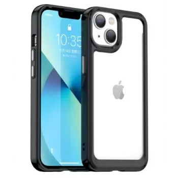 iLike Apple iPhone 14 harde hoes met gel-frame transparant zwart