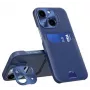 iLike Apple iPhone 14 leren stand case kaartportemonnee met standaard blauw