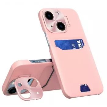 iLike Apple iPhone 14 Leder Stand Case Cover Kartenetui met Standfuß roze
