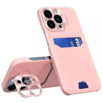 iLike Apple iPhone 14 Pro lederen standhoesje kaarthouder met standaard roze