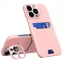 iLike Apple iPhone 14 Pro lederen standhoesje kaarthouder met standaard roze