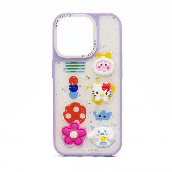 iLike Apple iPhone 15 Pro Epoxy Cartoon Cover paars