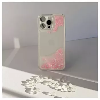 iLike Apple iPhone 15 Pro Max siliconenhoes Water Glitter roze