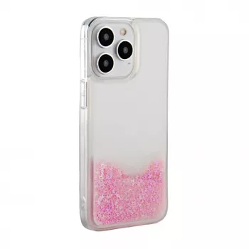 iLike Apple iPhone 15 Pro Max siliconenhoes Water Glitter roze