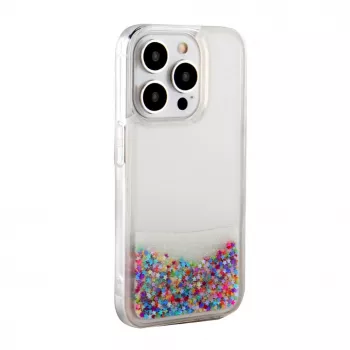 iLike Apple iPhone 15 Pro Max siliconenhoes Water Glitter regenboog