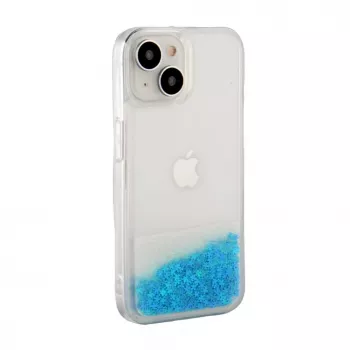 iLike Apple iPhone 15 Siliconen Case Water Glitter Blauw