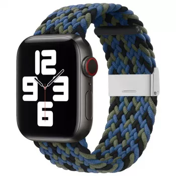 iLike Apple Watch 38/40/41mm gevlochten stoffen bandje blauw