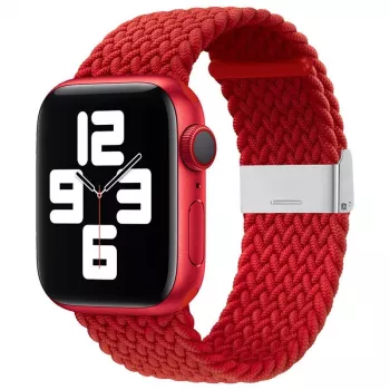 iLike Apple Watch 42/44/45mm gevlochten stoffen bandje rood