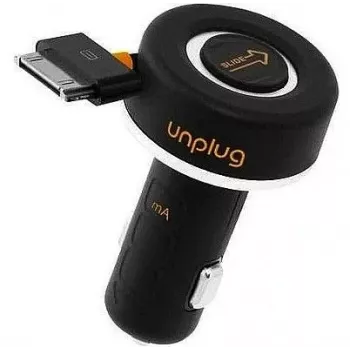 iLike CCU1000IPH compacte iPod iPhone 4 4S 30Pin snellader 1A autolader met oprolkabel zwart