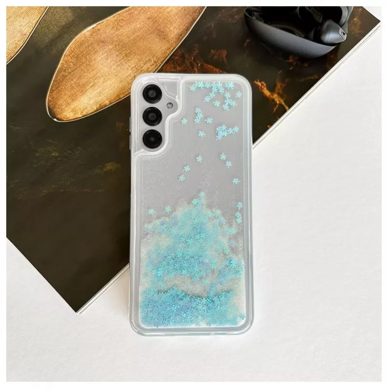 iLike Samsung Galaxy A14 5G siliconen hoesje water glitter blauw