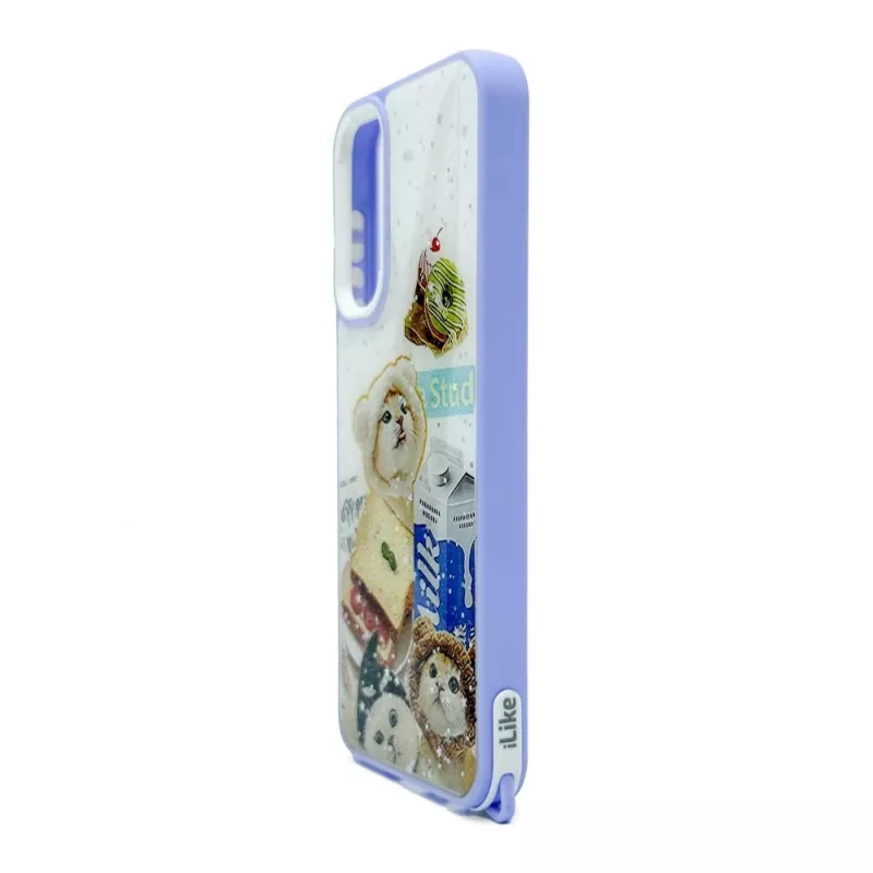 iLike Samsung Galaxy A15 epoxy cartoon cover hoesje paars wit