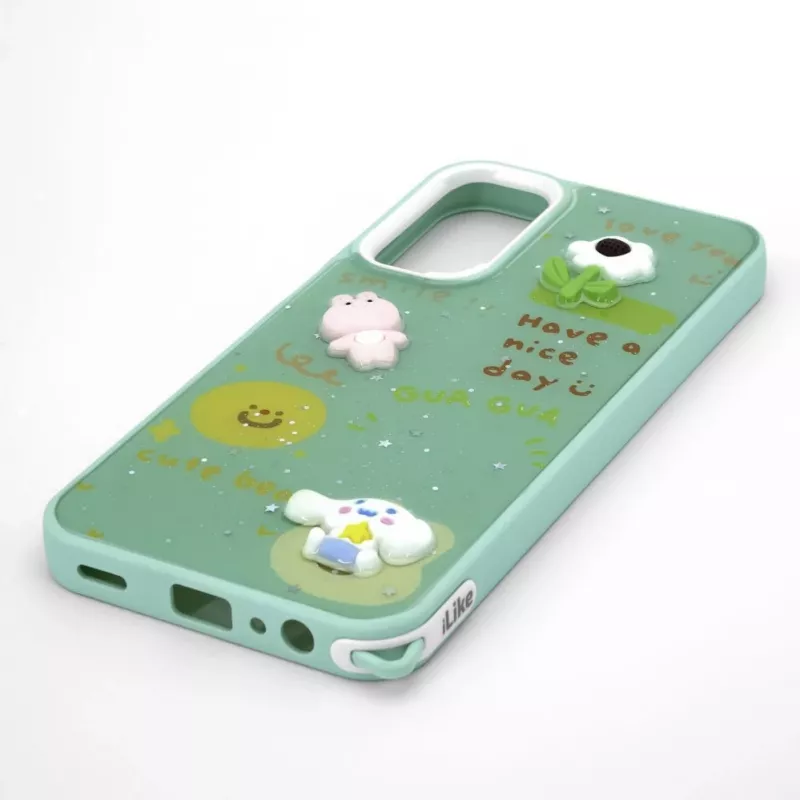 iLike Samsung Galaxy A15 Epoxy Cartoon Cover Lichtgroen