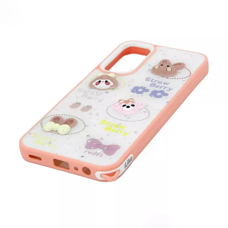 iLike Samsung Galaxy A15 epoxy cartoon cover wit roze