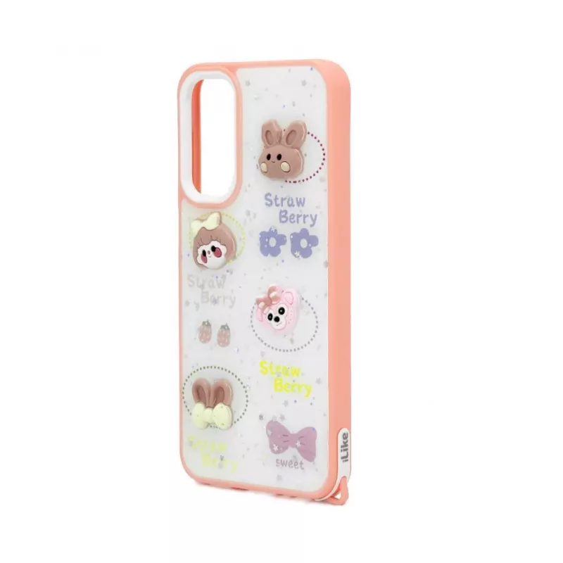 iLike Samsung Galaxy A15 epoxy cartoon cover wit roze