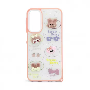 iLike Samsung Galaxy A15 epoxy cartoon cover wit roze