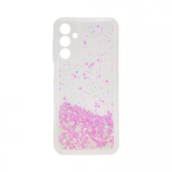 iLike Samsung Galaxy A15 siliconenhoes water glitter lichtroze
