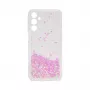 iLike Samsung Galaxy A15 siliconenhoes water glitter lichtroze