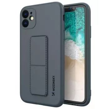 iLike Samsung Galaxy A22 5G Kickstand Case Silicone Stand Cover zwart