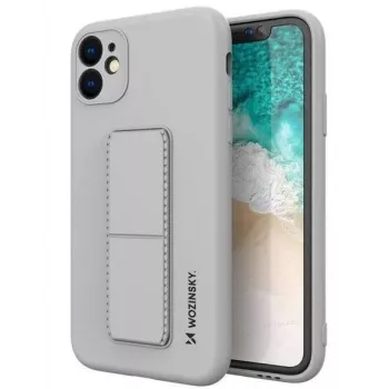 iLike Samsung Galaxy A22 5G kickstand hoesje silicone standaard cover grijs