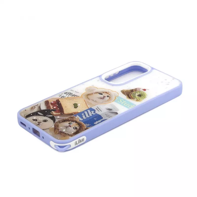iLike Samsung Galaxy A55 epoxy cartoon cover wit blauw