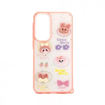 iLike Samsung Galaxy A55 epoxy cartoon cover wit roze