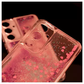 iLike Samsung Galaxy A55 Siliconen Hoesje Water Glitter Roze