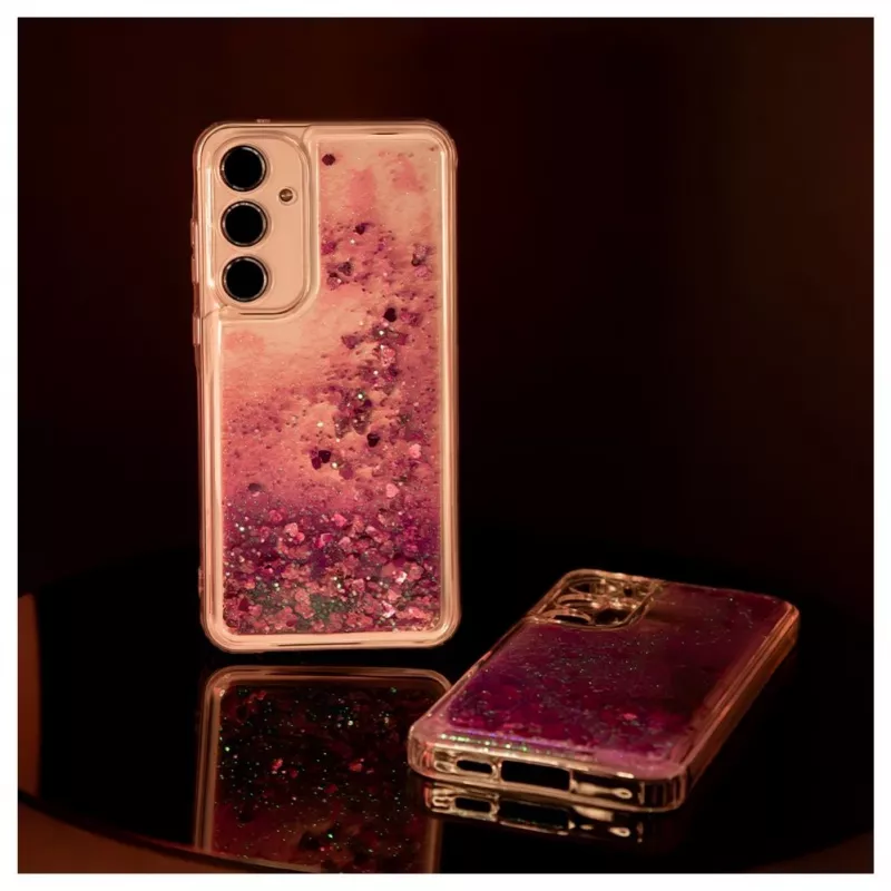 iLike Samsung Galaxy A55 Siliconen Hoesje Water Glitter Roze